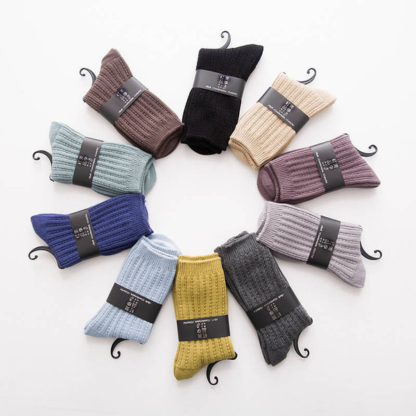 Pile Heap Socks Retro 2017 new men's thick double needle pile piled socks solid color fashion version of the tube cotton socks