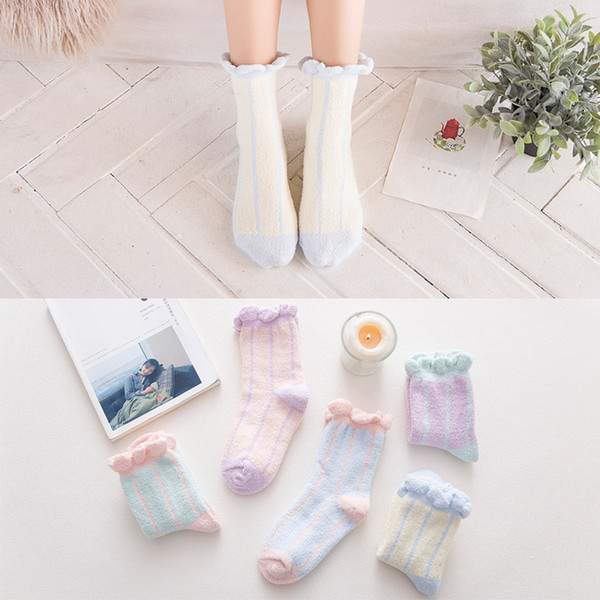 Wholesale 2017 Winter Autumn Warm Fluffy Socks Women Quality Cotton Thick Socks Female Candy Color Soft Wool Tube Socks