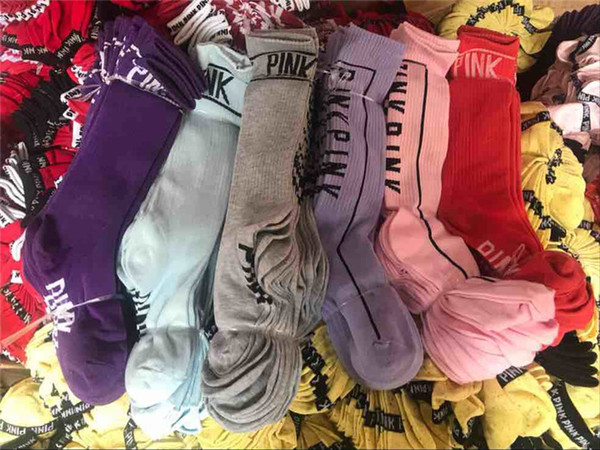 New Arrival Pink Socks Women Longe Socks Fashion Cheerleaders Stockings Sports Socks For Pink Skateboard Sock In Stock DHL Fast Shipping