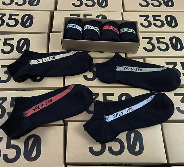 Hot Sale 350 V2 Sock With Box 4 Color SPLY - 350 Men Women Socks Running/basketball Sport Socks In Stock Fast Shipping