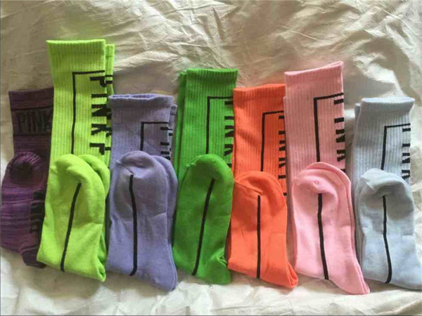 Pink Sock Victoria Knee High Socks Candy Colour Cheerleaders Stockings Sports Socks For Pink Skateboard Sock In Stock DHL Fast Shipping