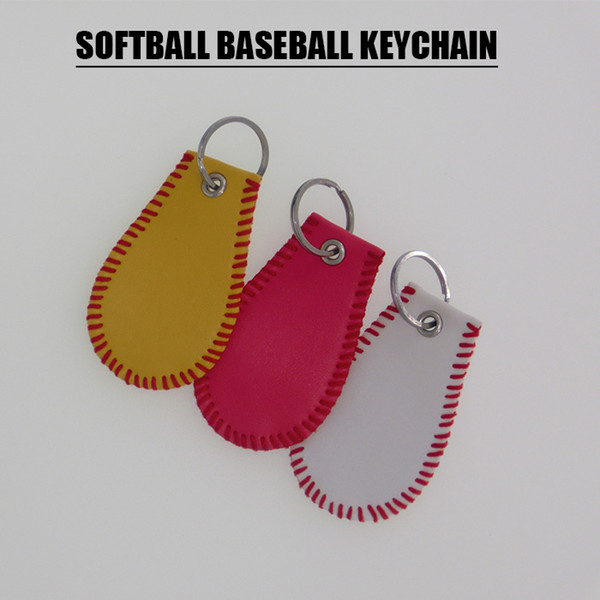 Leather Keychain 2017 New Arrival Leather Softball Baseball Keychain For Men Women Bag Pendant Key Ring