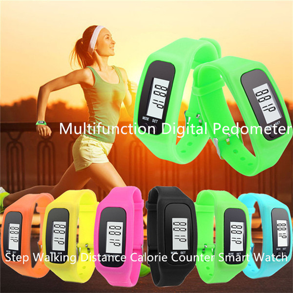 Digital LED Pedometer Run Step Walking Distance Calorie Counter Watch Fashion Design Bracelet Colorful Silicone Pedometer