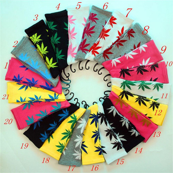 Factory Price Crew high Socks Skateboard hiphop socks Leaf Maple Leaves Stockings Cotton Unisex Plantlife Sports Socks