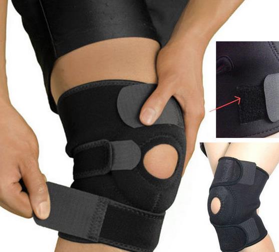 Adjustable Strap Elastic Patella Sports Support Brace Black Neoprene Knee