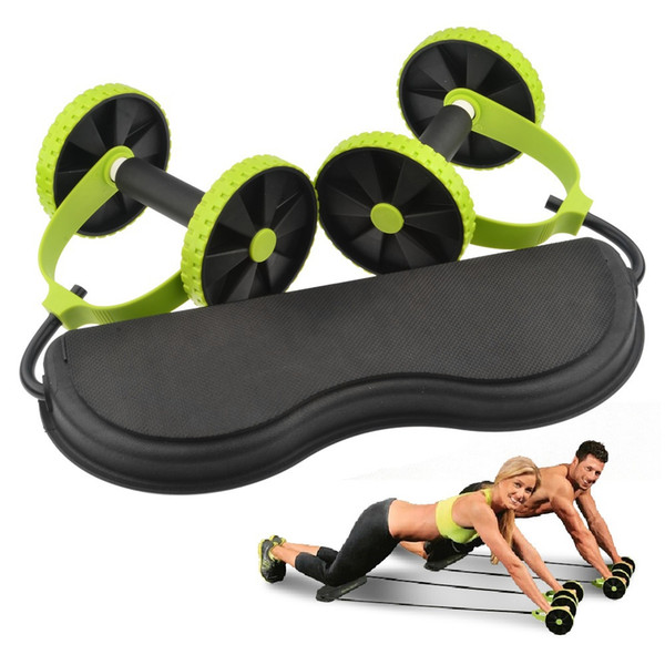 Wholesale-Free shipping Home Exercise Equipment Core Double ad Wheels Ab Roller Pull Rope Abdominal ad trainer to Waist Slimming abdominal