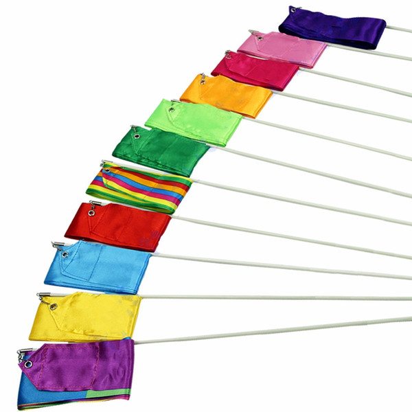 Colorful Gym Dance Ribbon Rhythmic Art Gymnastic Streamer Twirling Rod Stick 10 Colors Wholesale 4M