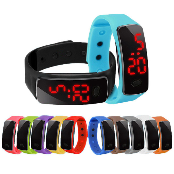 Hot wholesale New Fashion Sport LED Watches Candy Jelly men women Silicone Rubber Touch Screen Digital Watches Bracelet Wrist watch