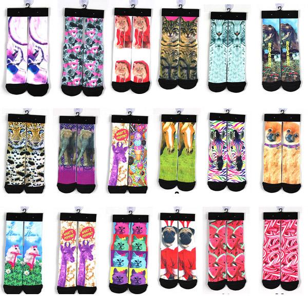 2015 3d odd socks cotton skateboard socks printed gun socks 53 style kids women men basketball stars hip hop socks 1pair=2pcs E46L