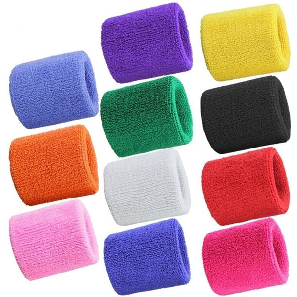 Wholesale- 10 Pair Athletic Wrist Sweatbands Cotton Terry Cloth Sweat Band Brace Wristbands Sports Tennis Squash Badminton Basketball Gym