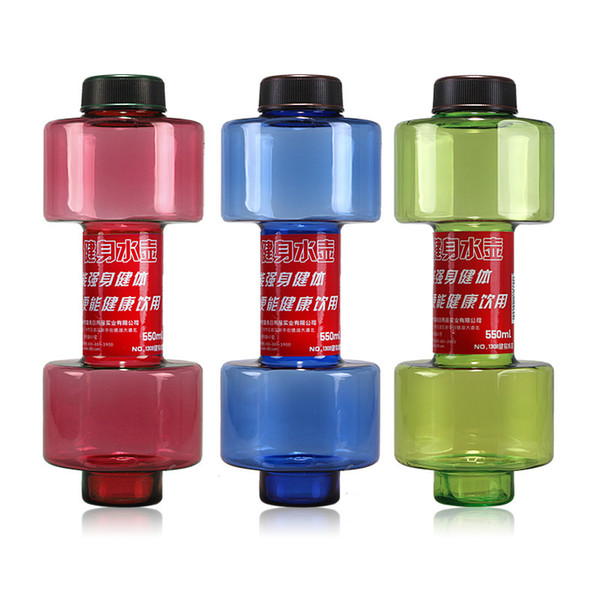 550ml Dumbbells Shaped Plastic Big Large Capacity Gym Sports Water Bottle Outdoor Fitness Bicycle Bike Camping Cycling Kettle