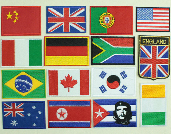 Countries Flag Patches Shirt Jerseys T-Shirt Decoration Different Style Fabric with Glue Ironing Fastness Fast Shipping