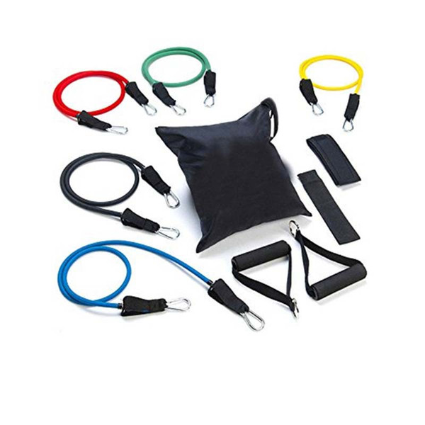 By DHL 11Pcs Set Latex ABS Tube Workout Resistance Bands Exercise Gym Yoga Fitness Sets Outdoor Sports Supplies