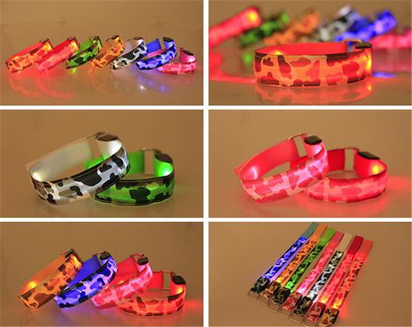 500pcs hot 21 colors Led Arm band Safety Reflective Belt strap Snap Wrap Wrist Ankle Armband for Outdoor Sports D585