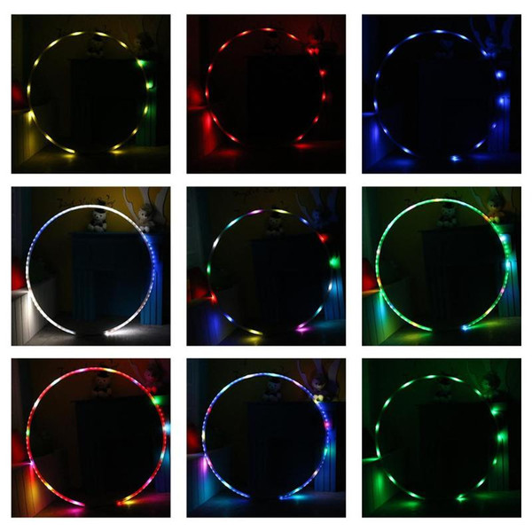 Changing Light Fitness Circle LED Rechargable Loose Weight Toy Holiday DIY Decor for Adults and Kids 8 Section Detachable Design