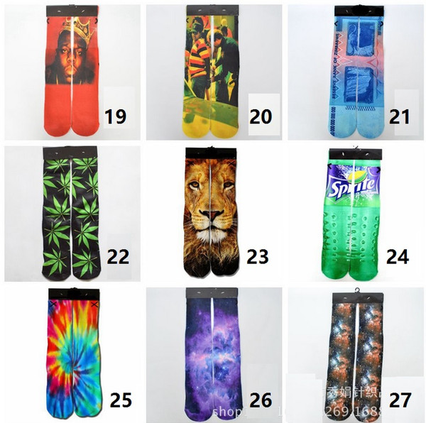 DHL 3d socks 260design kids women men hip hop 3d socks cotton outdoor sports printed socks