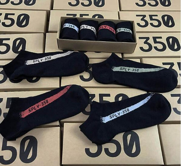 Free Shipping 350 V2 Socks one box 4 pairs 4 Color SPLY - Men Women Socks Free Size 350 Socks