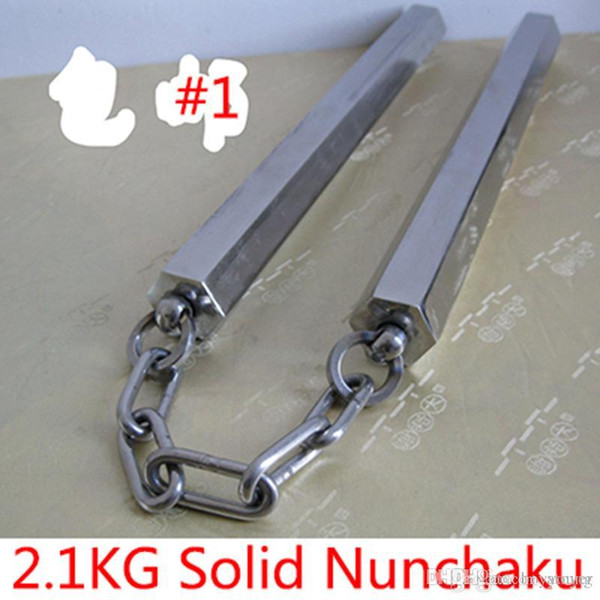 2.1KG Solid Nunchaku Hexagonal Stainless Steel Twisted Sticks 2100g Actual Combat Skill Bamboo Nunchakus Sticks Free DHL