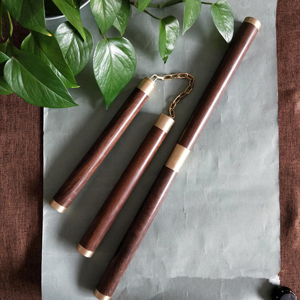 Two-in-one Ebony Nunchaku Fitness Equipment Bruce Lee Copper Chain Link Nunchaku Exerciseequipment Free Shipping