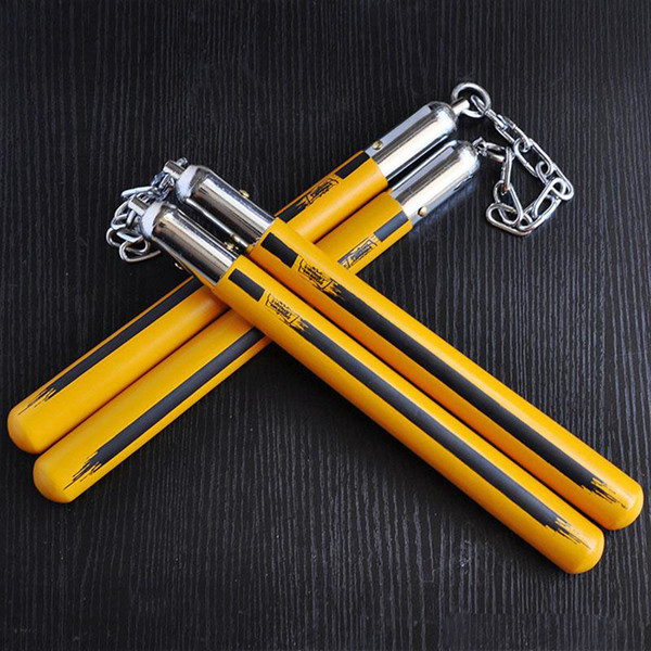 Kungfu High-Strength Wood Nunchakus Bruce Lee Film Prop Stick high quality Practice Collection Type Yellow Wooden Nunchaku Martial Art