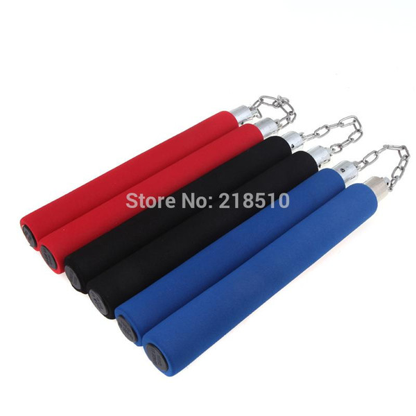 Hot Martial Art Foam Sponge Safe Fitness Nunchakus Nunchaku for Kids Children kung Fu Beginners Training Red/Blue/Black