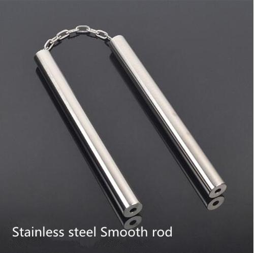 Flat head stainless steel nunchaku martial arts practice double truncated stick 28cm chain length 18cm