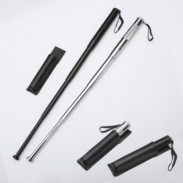 Hangable Convenient Hiking Stick Carbon Steel Defense Four Section Telescopic Reusable Silver Sticks Smart Creative Exquisite 12 5yg jj