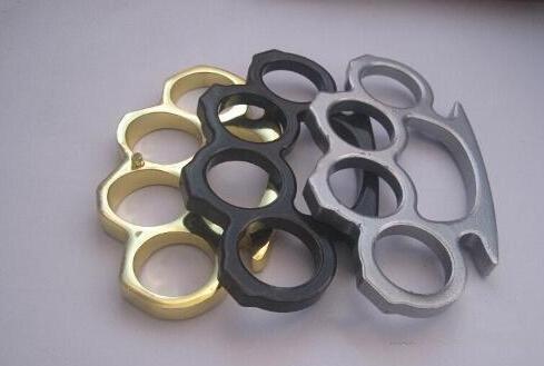 2018 2PCS Silver and Black Thin Steel Brass knuckle dusters