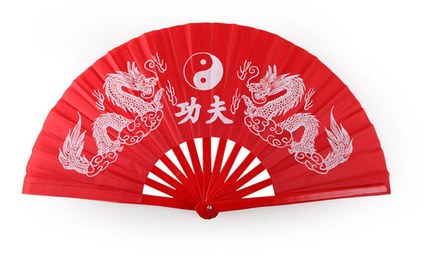 Hot Sale Black Red Taichi Kung Fu Fan Pure Plastic Taiji Double Side Fan Left Hand Fan