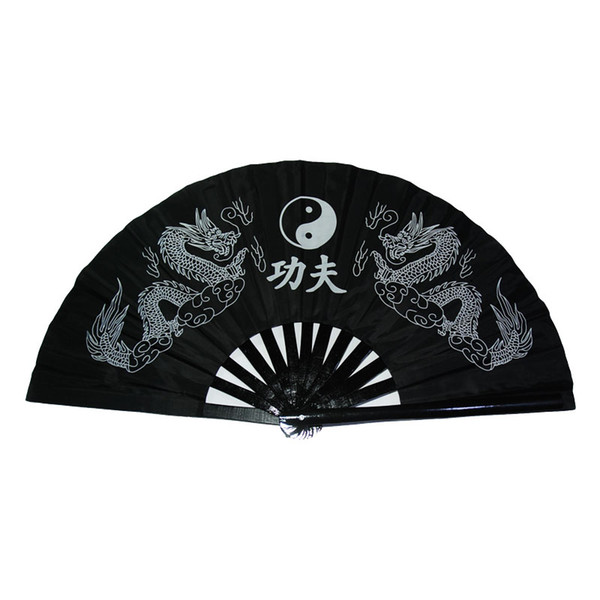 Black Red Taiji Kung Fu Fan pure plastic Tai Chi fan double side right and left hand morning exercise martial arts fan