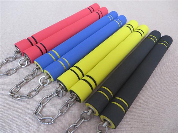 4 colors good quality children adult safety sponge double cut rod sponge stick training novice beginner nunchakus strong nunchuks wholesale