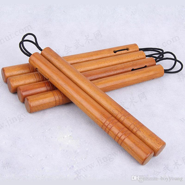 Yellow Sandalwood Nunchakus Steel Chain Stainless Steel Nunchakus Actual Combat Show Martial Arts Supplies Yellow Sandalwood Two Sticks