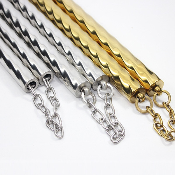 Stainless Steel Nunchakus Solid Golden Silvery Non-Slip Performance Nunchakus Bruce Lee Kung Fu Nunchakus Fitness Martial Art Supplies