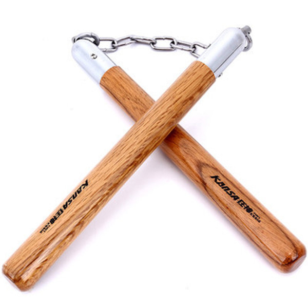 Adult Wooden Nunchakus Rope Steel Chain Sponge Nunchakus Actual Combat Show Martial Arts Supplies Performance Props All-Steel Two Sticks