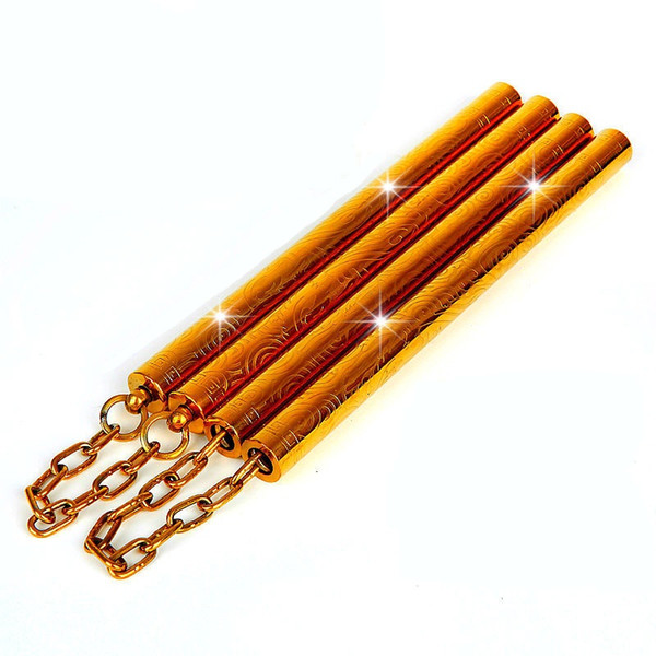 Golden Stainless Steel Nunchakus Non-Slip Performance Nunchakus Bruce Lee Kung Fu Nunchakus Fitness Martial Art Supplies