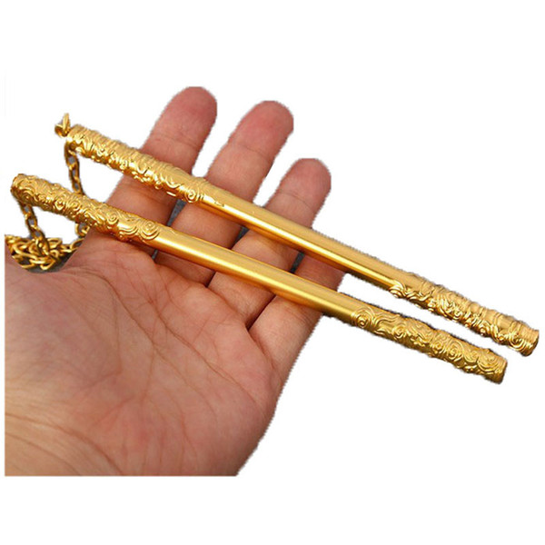 Novelty Stainless Steel Mini Nunchakus Golden Pendant Nunchuck Stick Performances Kung Fu Nunchakus Total Length 53cm