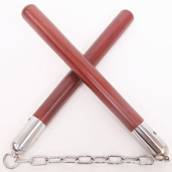 Red Mahogany Nunchakus 0.38kg Steel Chain Log Nunchakus Actual Combat Show Martial Arts Supplies Performance Props All-Steel Two Sticks