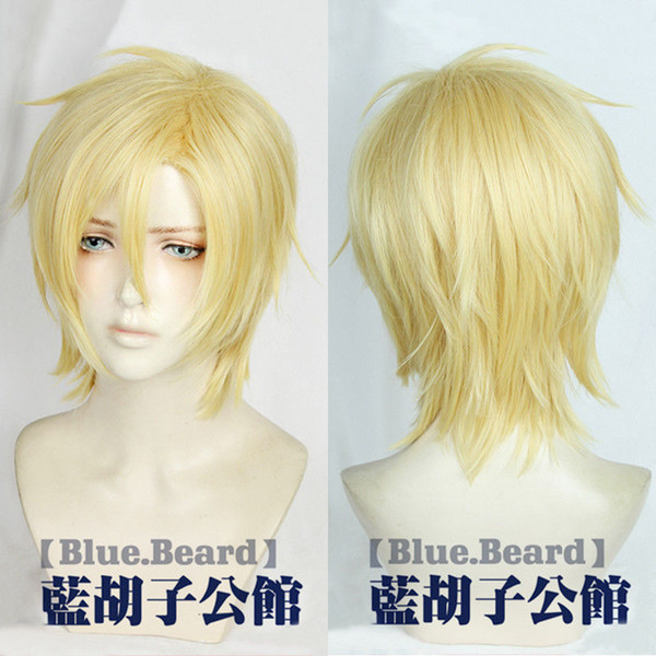 ePacket free shipping >BANANA FISH Ash Lynx Short Milk Golden Blonde 3/7 Styled Cosplay Hair Wig