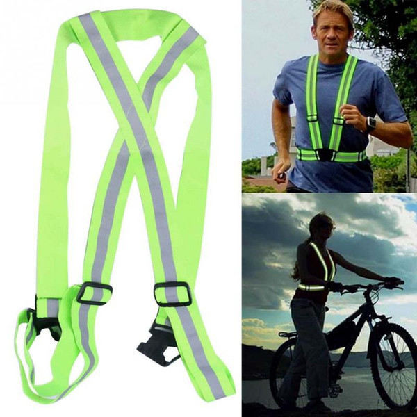 New Women Man Running High Adjustable Safety Security Visibility Reflective Vest Gear Stripes Jacket for Running - Cycling - Walking