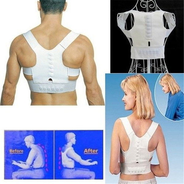 Adults Body Shaper Adjustable Magnetic Posture Sport Support Corrector Back Pain Shoulder correction Babaka White Black