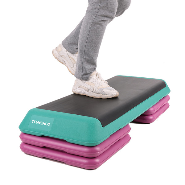 2018 TOMSHOO Adjustable Aerobic Stepper Platform with Risers Step Aerobics Trainer Home Gym Workout System Fitness Equipment