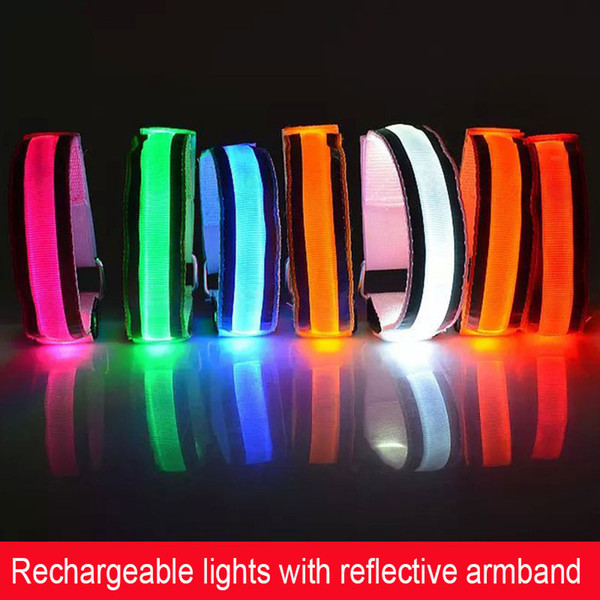 High-quality night running fluorescent arm ring / LED running light glow bracelet foot ring / armband safety warning lights (7 color choices