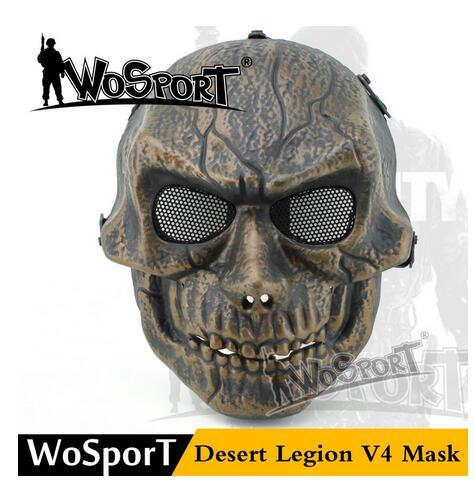 popular WoSporT Desert Legion V4 Mask Outdoor RecreationTactical Necessary Full Face Metal Net Mesh Protective Mask,discount Training Mask