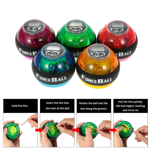 12000 RPMS Gyroscope PowerBall Gyro Power Ball Wrist Arm Exercise Strengthener LED Force Ball with Speed Meter Counter 5Colors