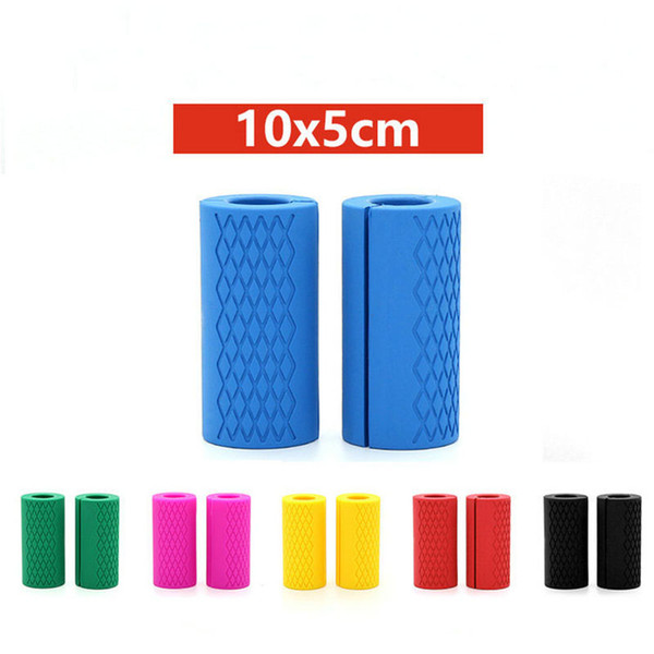 1 Pair 10x5cm Dumbbell Grips Silicone Barbell Handles Pull Up Weightlifting Training Intensify Forearm Support Anti-slip Protect Pad