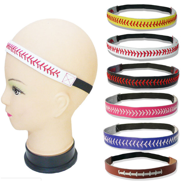 Softball Headbands Leather Yellow Softball Baseball Hair Bands Headband Yoga Elastic Football Working Out Gym Headbands DHL Shipping