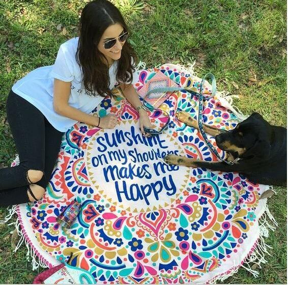 2017 New Summer Beach mat Large Cotton Blend Printed Round Beach Towels With Tassel Circle Beach Towel Serviette De Plage Free shipping