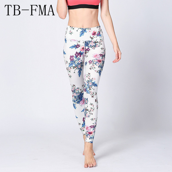 2017 New Women High Waist Yoga Sport Leggings Floral lights Push Hips Compression Sportswear Fitness Running Printed Pants Women