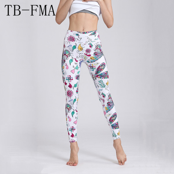 Women Yoga pants Top Quality High Elastic Sports Yoga Pants Leggings Floral Fitness Running Tights Push Hips Compression Women