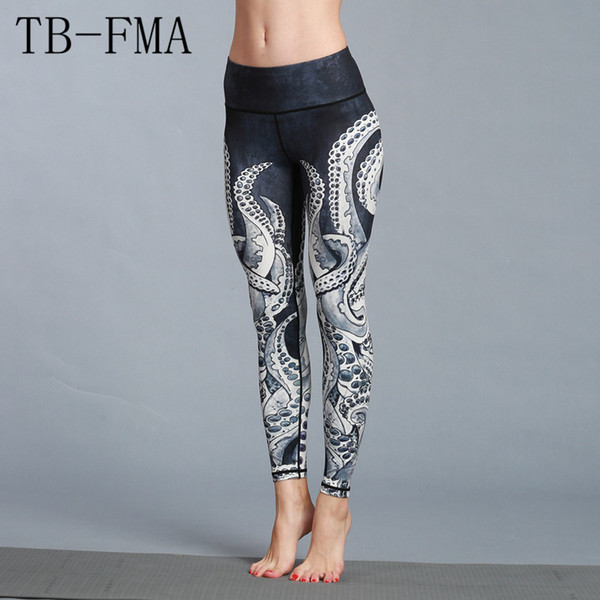 Printed Yoga Pants Women high Waist Dance Fitness Leggings Anti-sweat Compression Sport Tights Yoga Sportswear Tights lady HK58